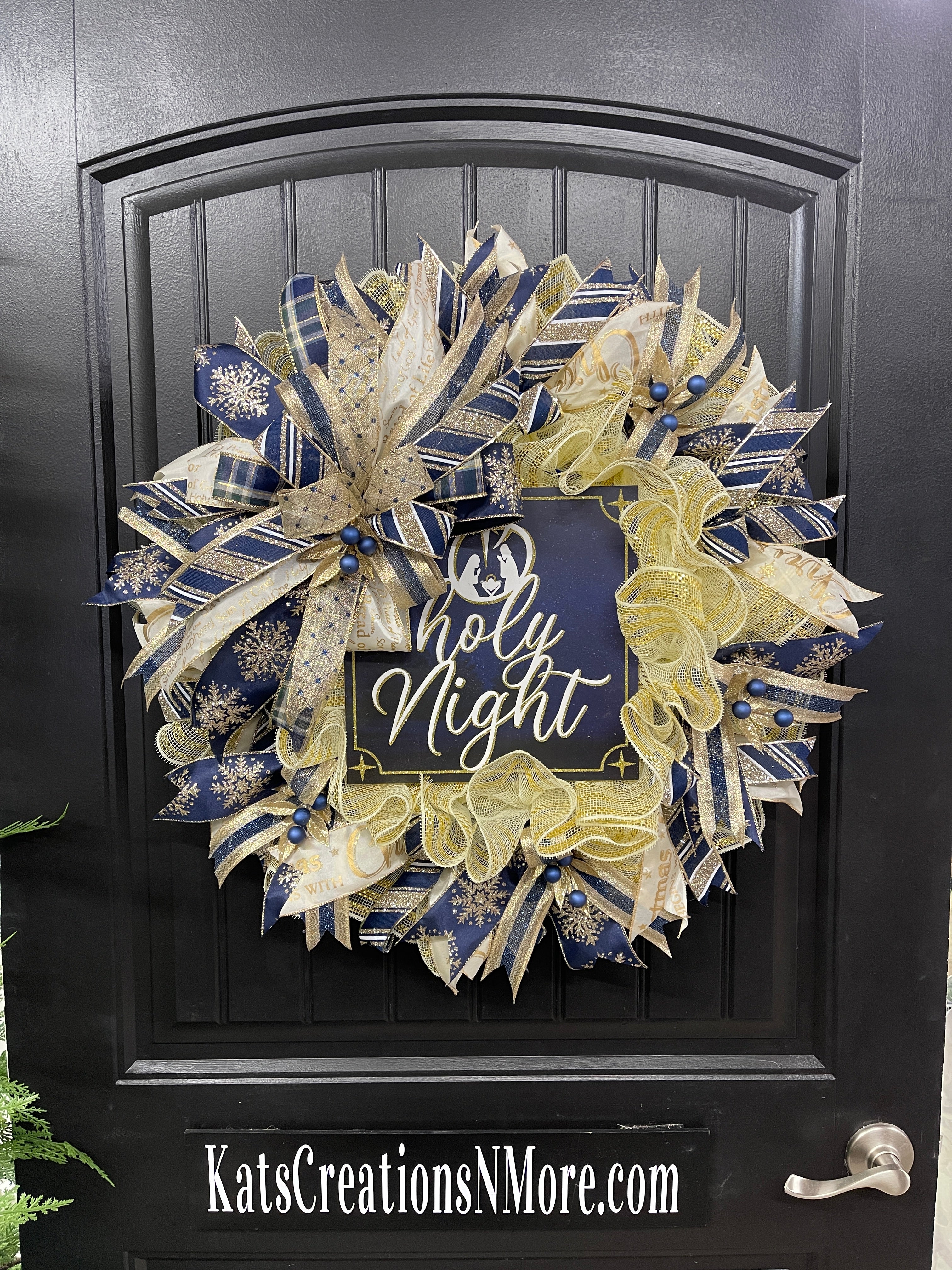 Oh Holy Night Nativity Wreath, Christmas Religious Front Door Decor, KatsCreationsNMore