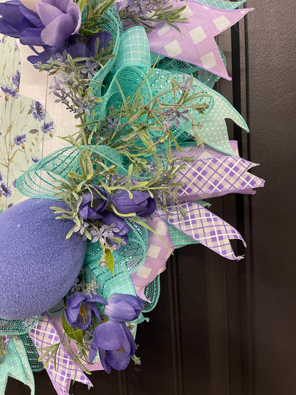 Flocked Bunny Easter Wreath