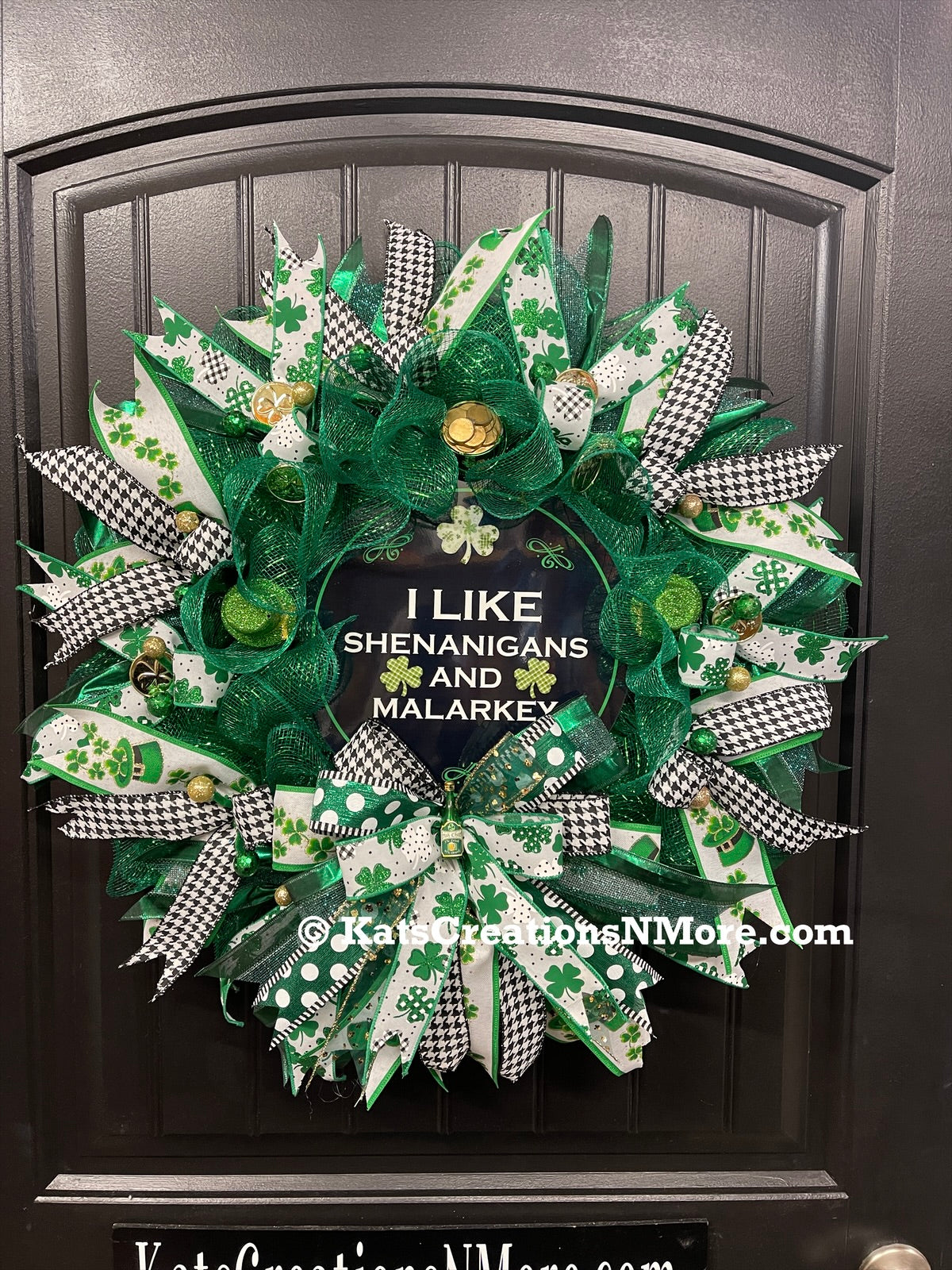 I Like Shenanigans and Malarkey St Patrick’s Wreath, Luck of the Irish Front Door Decor, KatsCreationsNMore