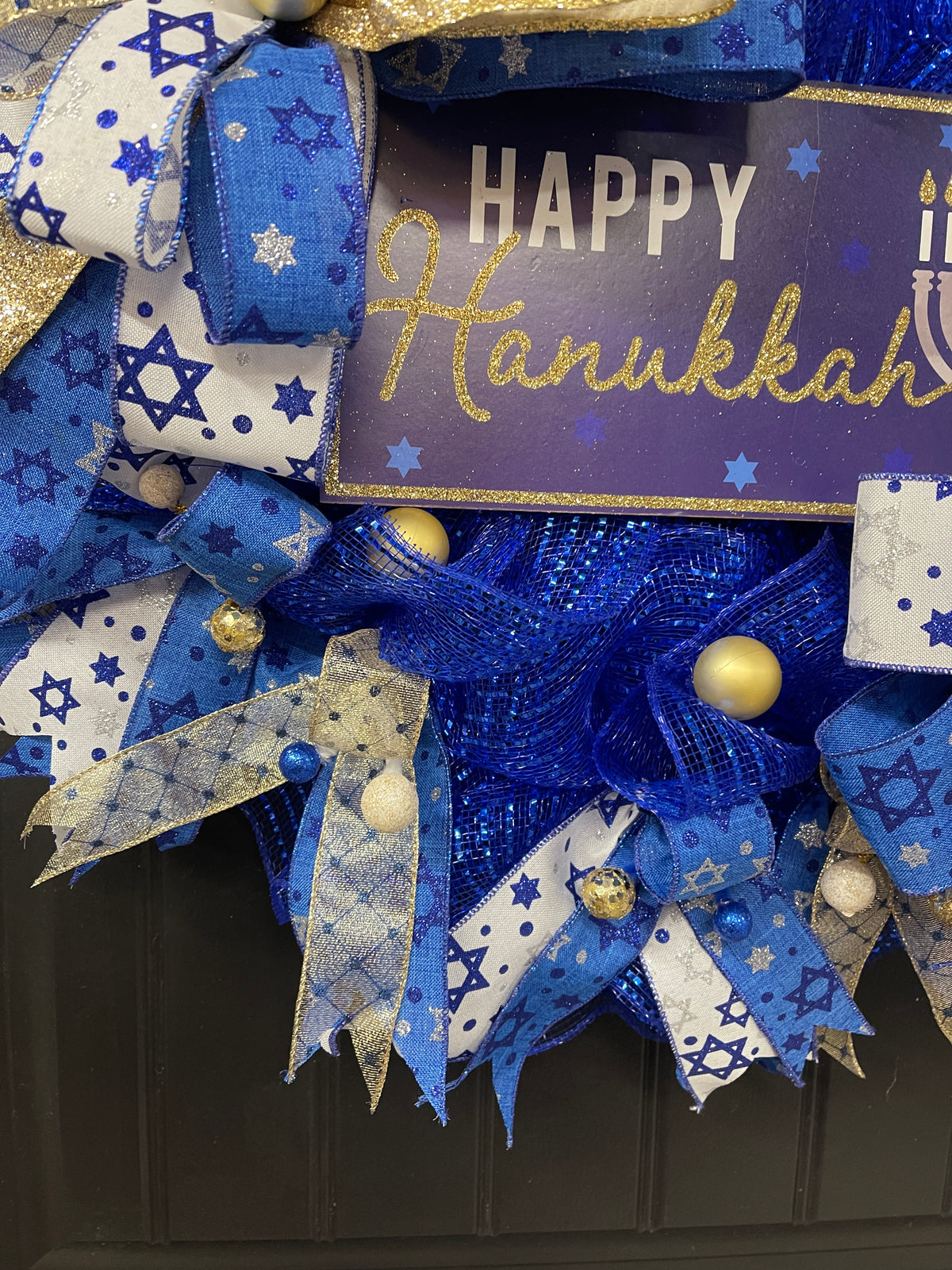 Happy Hanukkah Wreath, Star of David Jewish Winter Holiday Front Door Decor, Israel Support Home Decoration, KatsCreationsNMore