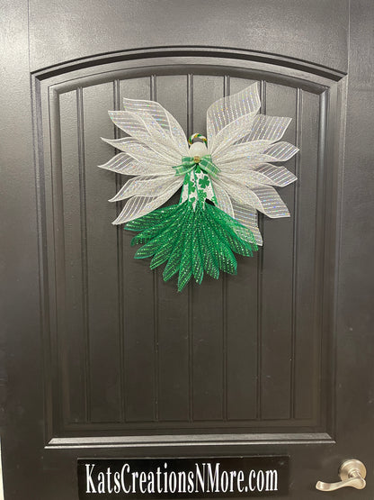 St. Patrick’s Day Angel Tree Topper, Irish Guardian Angel Wall Hanging, Holiday Graveside Memorial, KatsCreationsNMore