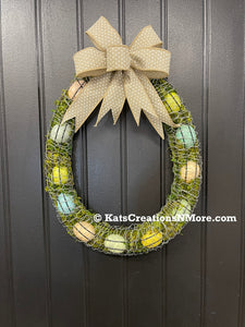 Spring Farmhouse Country Egg Wreath, Rustic Easter Wall Decor, KatsCreationsNMore