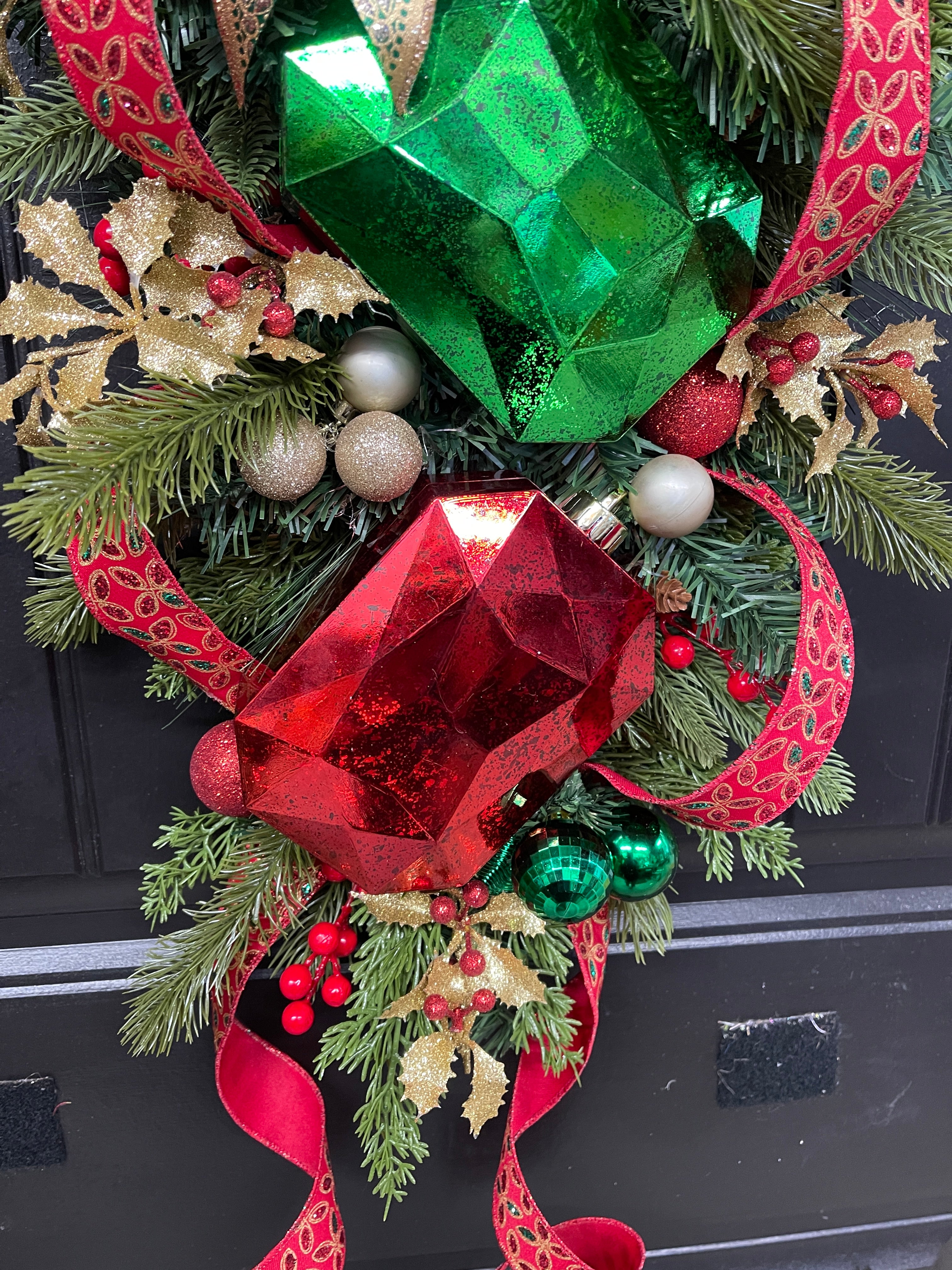 Antiques Jewel Christmas Swag, Victorian Elegant Holiday Door Decor, KatsCreationsNMore