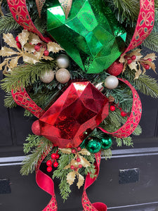 Antiques Jewel Christmas Swag, Victorian Elegant Holiday Door Decor, KatsCreationsNMore