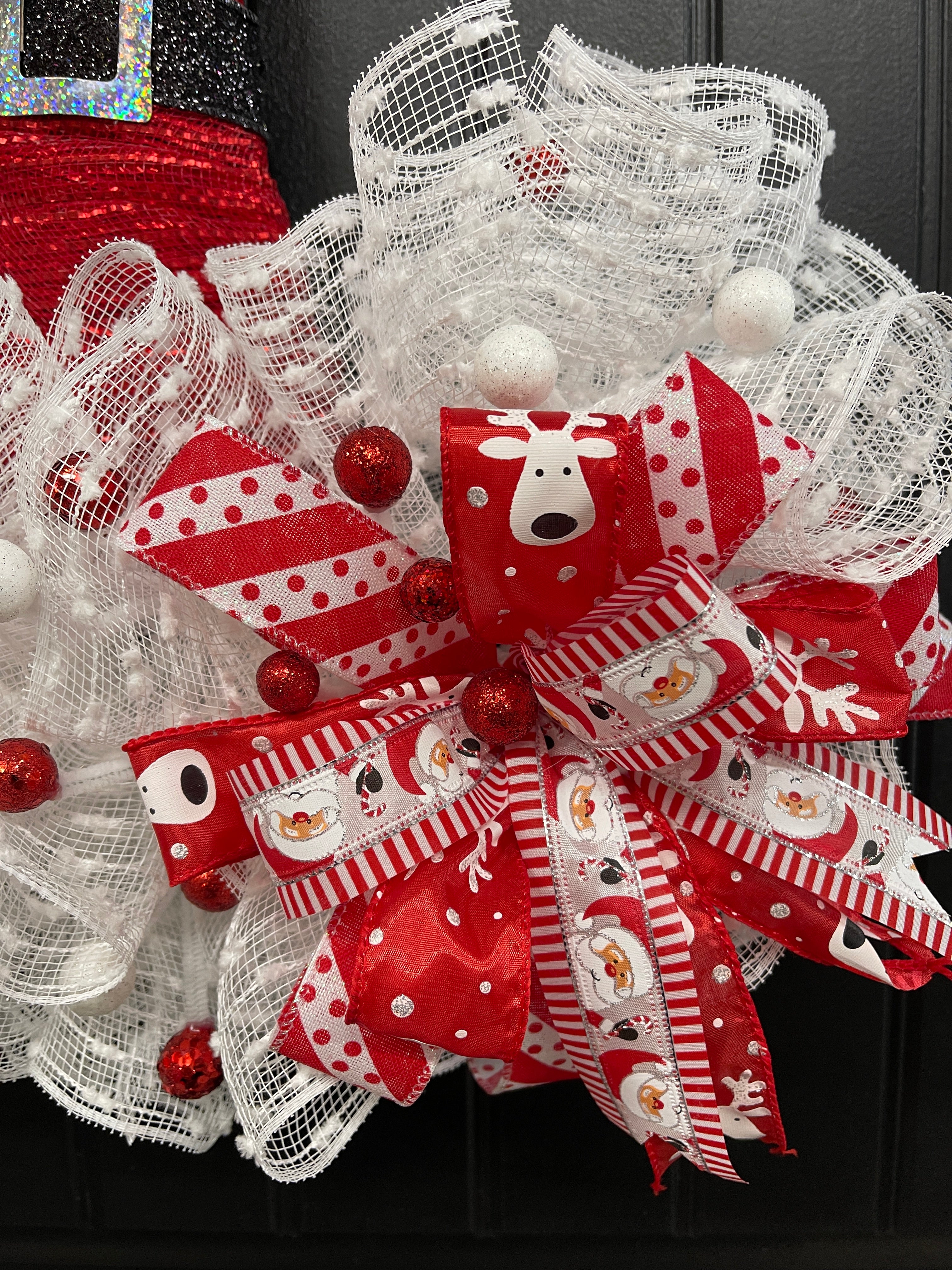 Santa’s Hat Wreath, Christmas Front Door Decor, KatsCreationsNMore