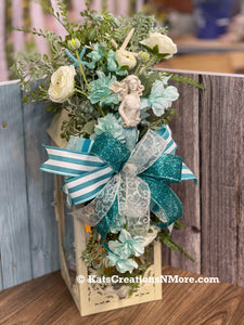 Mermaid Beach Lantern Swag, Ocean Cottage Home Decor, KatsCreationsNMore