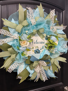 Spring Floral Welcome Wreath, Mothers Day Gift, KatsCreationsNMore