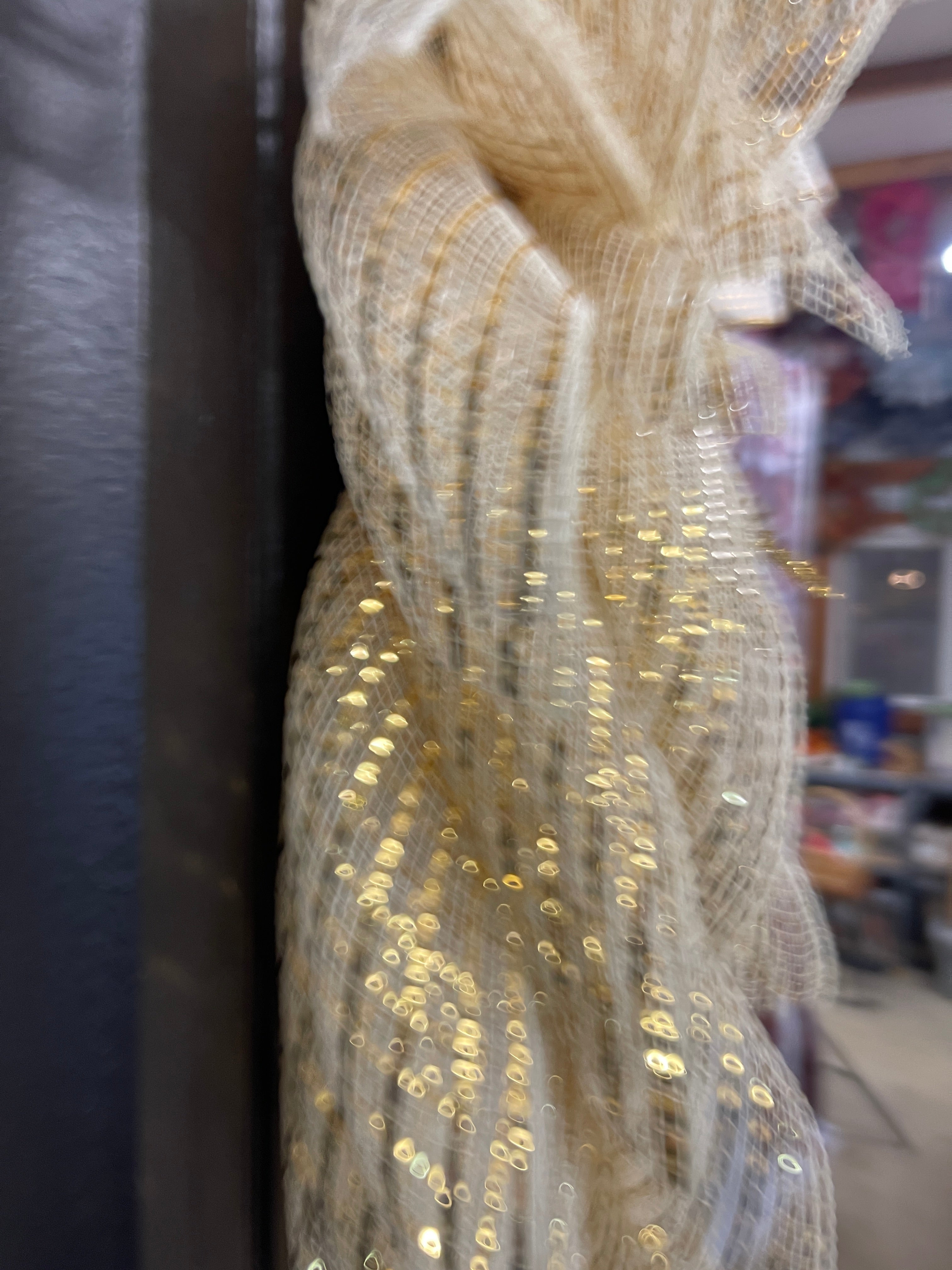 Gold and Cream Angel Wings Wreath, Christmas Holiday Angel Floral Wreath, KatsCreationsNMore