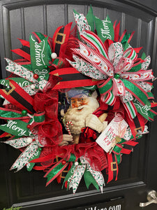 Santa’s Magic Key Christmas Wreath, Holiday Front Door Decor, KatsCreationsNMore