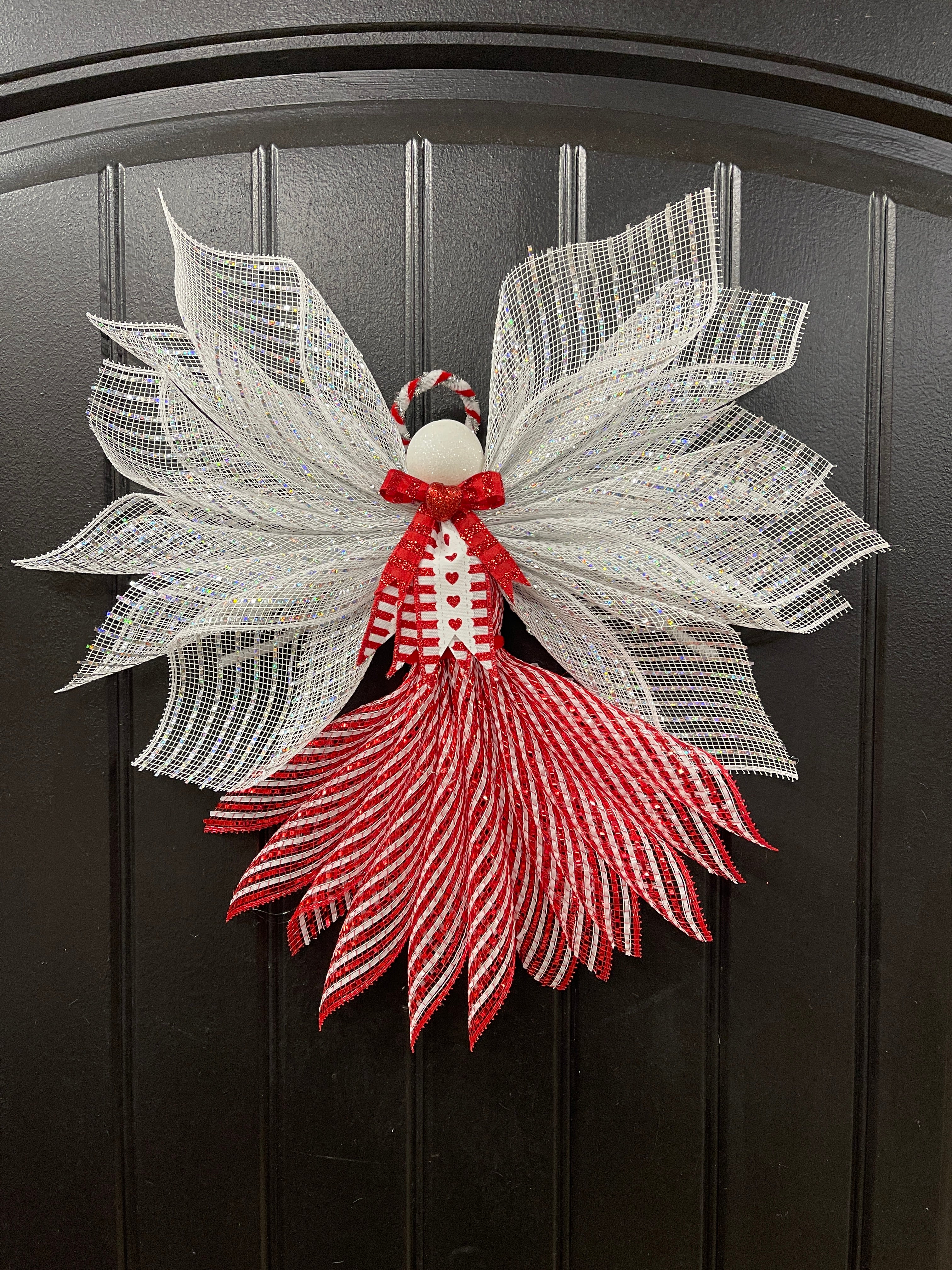 Valentine’s Day Angel Tree Topper Wreath, Guardian Angel, Graveside Memorial, KatsCreationsNMore
