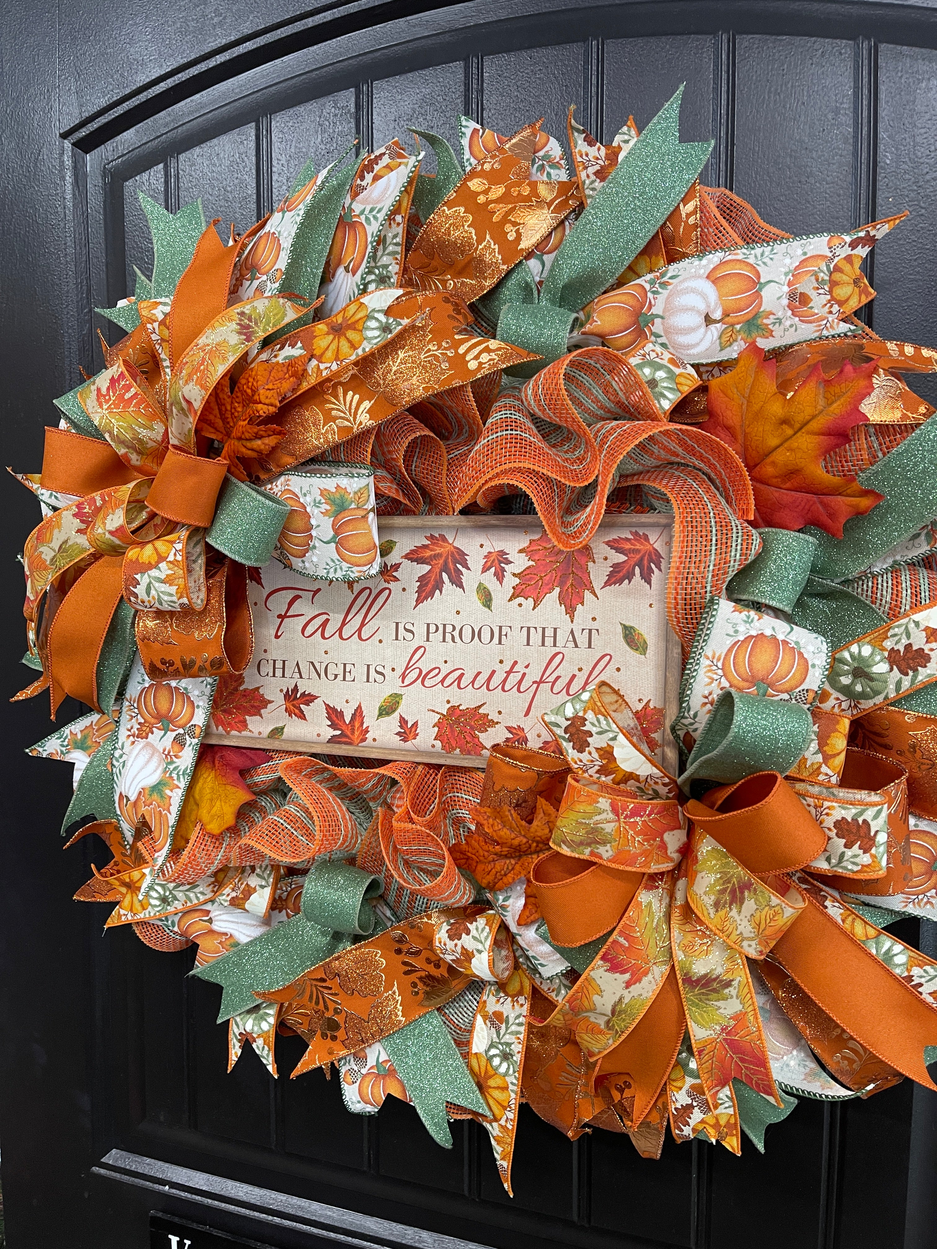 Fall Leaves Wreath,Autumn Front Door Decor,KatsCreationsNMore