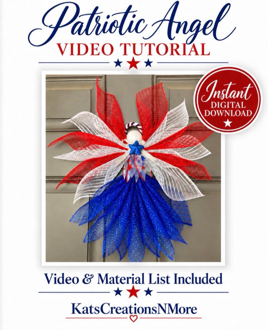 Patriotic Deco Mesh Angel/Tree Topper Video Tutorial - Instant Download!
