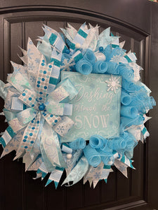 Dashing Through The Snow Christmas Wreath, Seasonal Holiday Winter Front Door Decor, KatsCreationsNMore