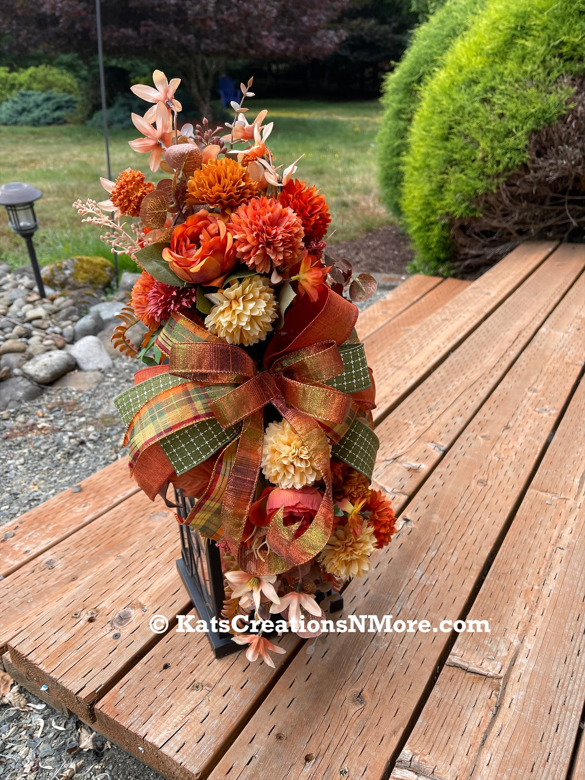 Fall Floral Lantern Swag, Autumn Table Centerpiece, KatsCreationsNMore