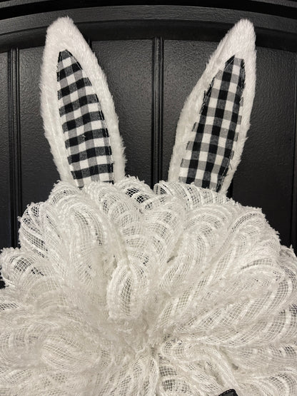White Bunny Rabbit 2 Ways Wreath for Front Door, Spring Easter Everyday Decoration, KatsCreationsNMore
