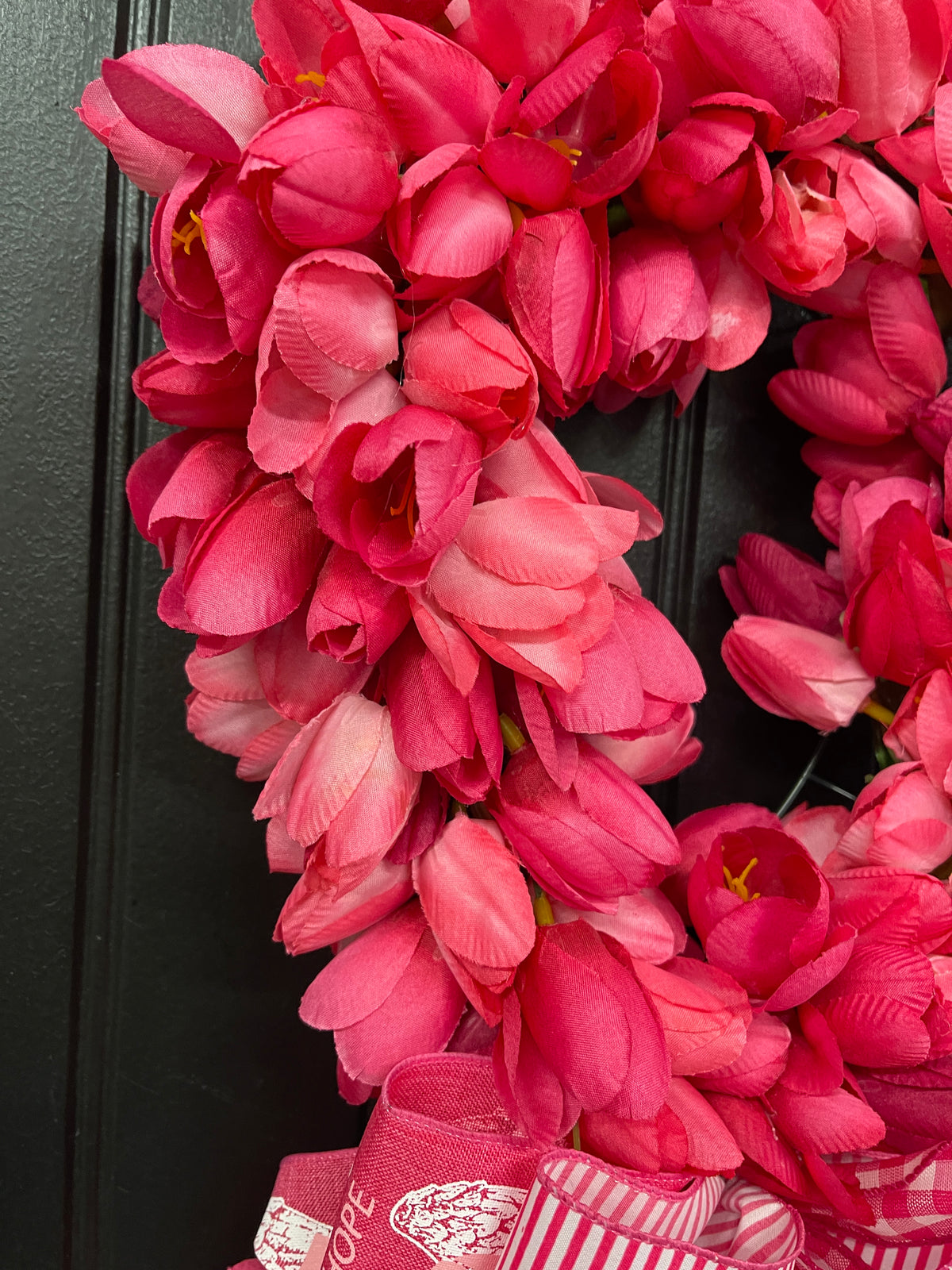Breast Cancer Tulip Awareness Ribbon Wreath, KatsCreationsNMore