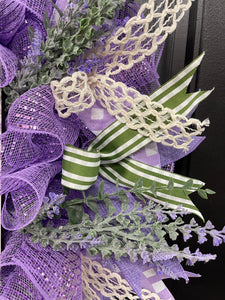 Lavender and Sage Welcome Wreath, Everyday Front Door Decor, KatsCreationsNMore