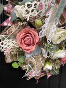 Spring Floral Swag, Rose Easter Front Door Decoration, KatsCreationsNMore