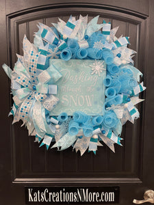 Dashing Through The Snow Christmas Wreath, Seasonal Holiday Winter Front Door Decor, KatsCreationsNMore