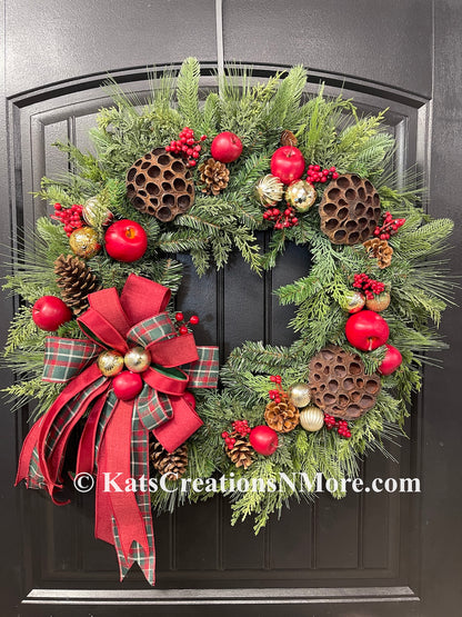 Christmas at the Orchard | 26-Inch Handmade Evergreen Christmas Wreath