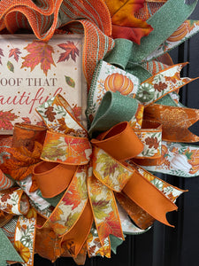 Fall Leaves Wreath,Autumn Front Door Decor,KatsCreationsNMore