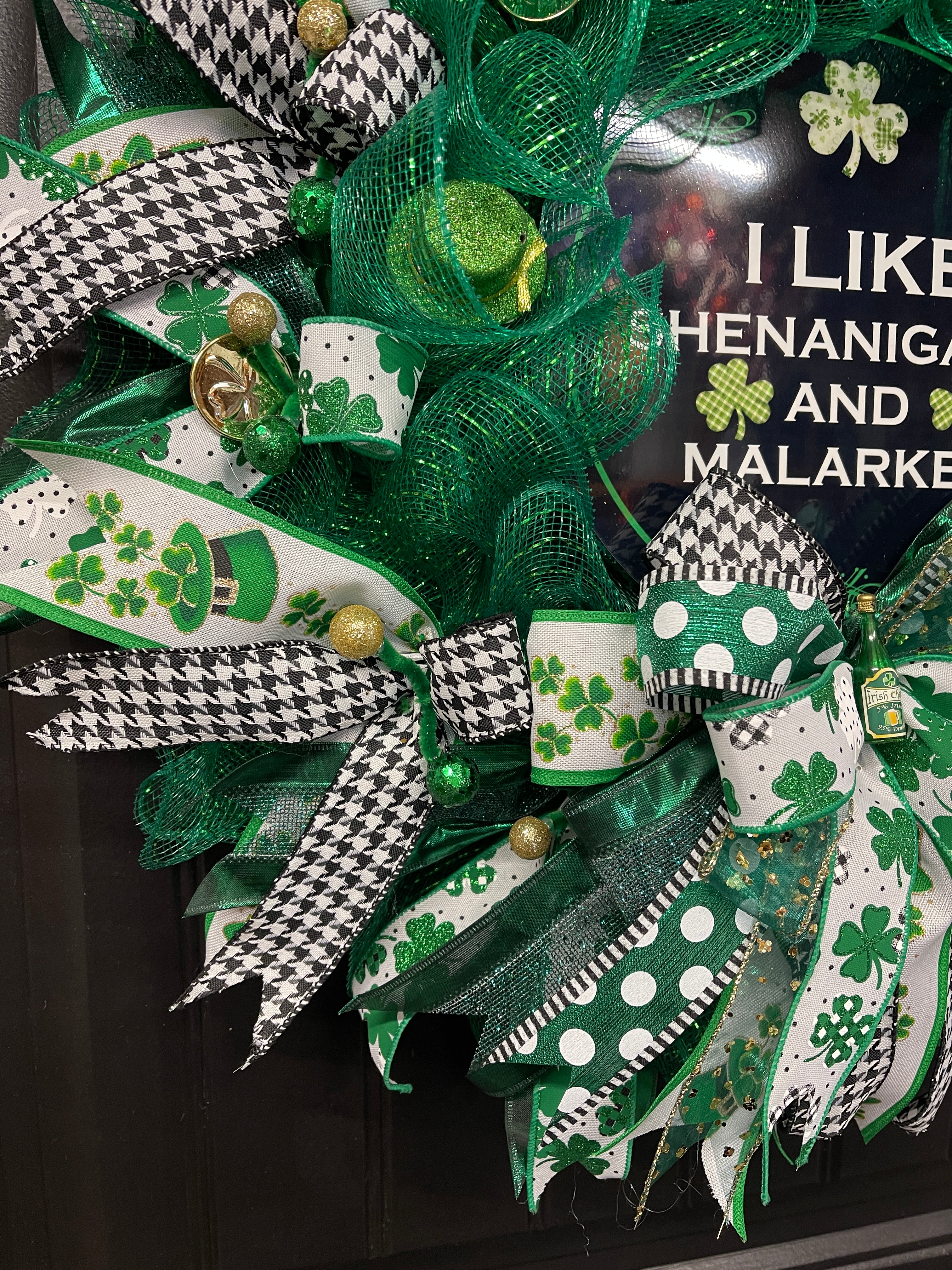 I Like Shenanigans and Malarkey St Patrick’s Wreath, Luck of the Irish Front Door Decor, KatsCreationsNMore