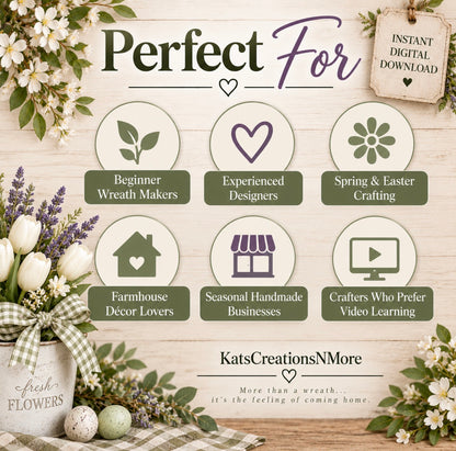 6 Wreath Making Tutorials Bundle | Spring Easter Farmhouse Wreath DIY | Digital Download