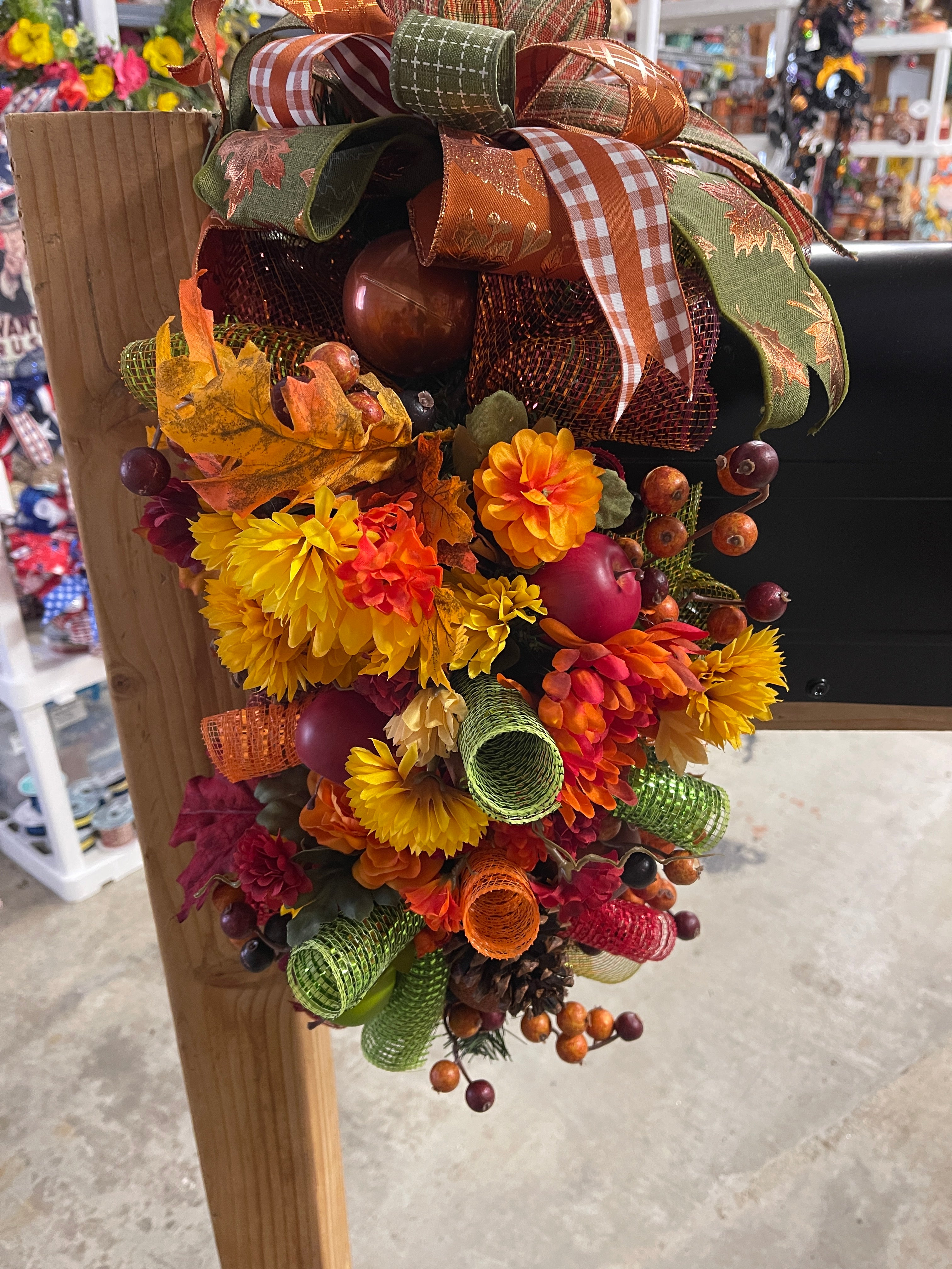 Fall Mailbox Swag, Autumn Floral Centerpiece, Thanksgiving Table Runner, KatsCreationsNMore