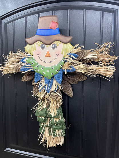 Rustic Fall Scarecrow Door Hanger Wreath by KatsCreationsNMore