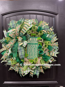 Irish Blessing St Patrick’s Day Wreath, KatsCreationsNMore