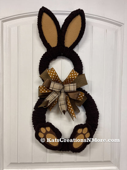 Chocolate Chenille Bunny Wreath