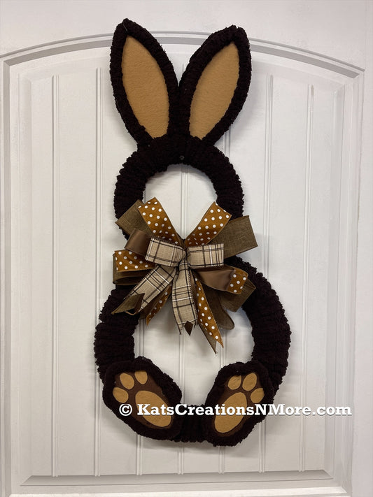Chocolate Chenille Bunny Wreath