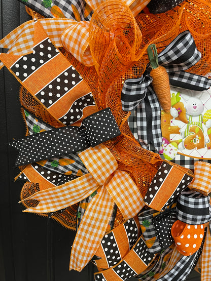 Happy Easter Carrot Wreath, Spring Front Door Decor, KatsCreationsNMore