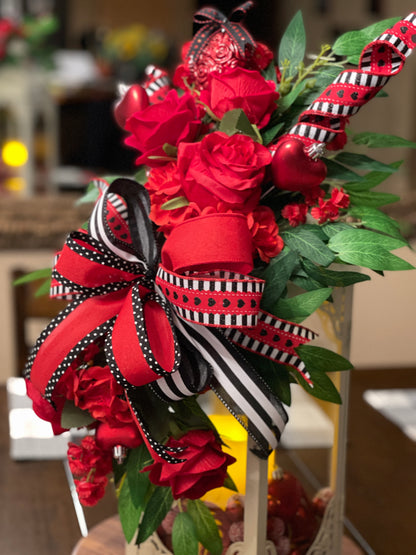 ❤️ Valentine’s Day Lantern Swag | Romantic Red Rose Décor | Lantern or Pillar Swag | KatsCreationsNMore