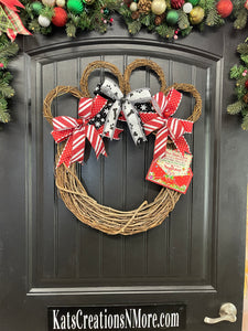 Dog Paw Print Grapevine Christmas Wreath – Pet Lover Holiday Door Decor, Storm Door Friendly | Handmade Gift for Dog Moms, KatsCreationsNMore