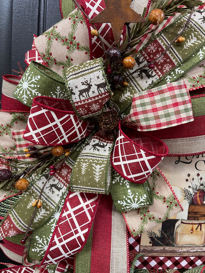 Country Christmas Wreath Love Is The Heart Of Christmas Decor by KatsCreationsNMore