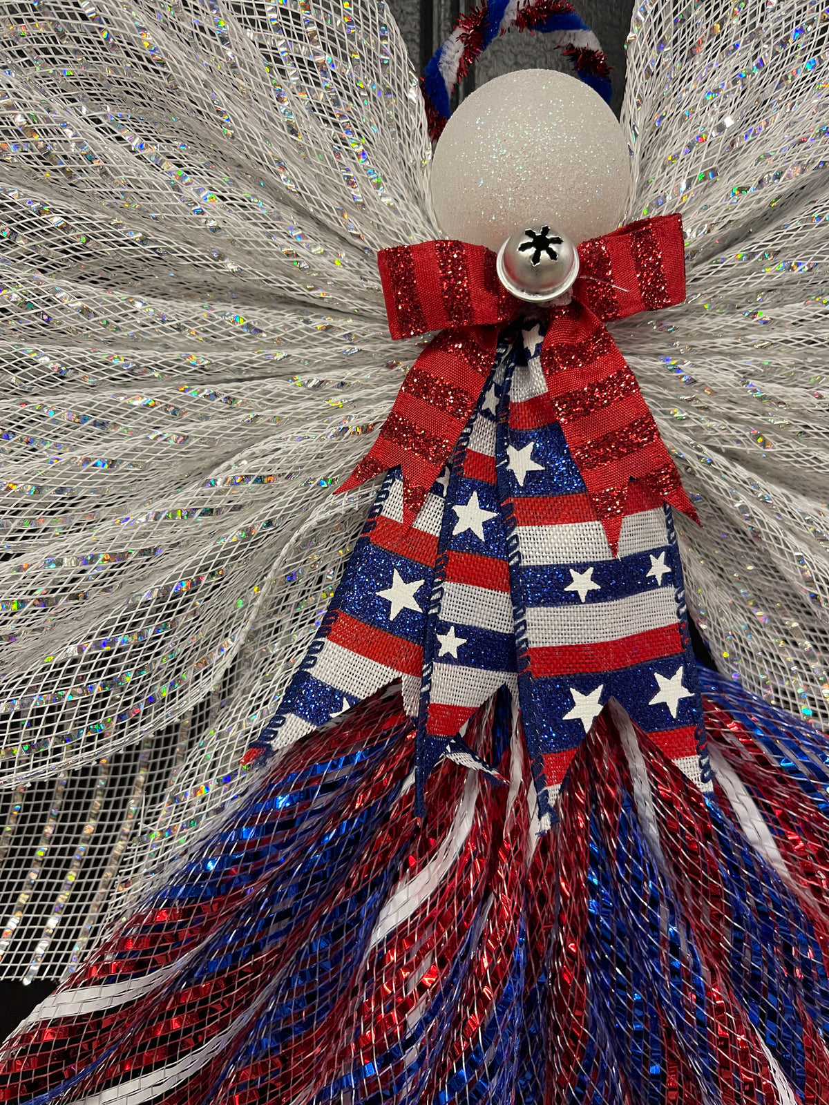 Limited Edition Patriotic Angel – America 250th Anniversary Decor, Liberty Angel Wreath Attachment, Red White Blue Deco Mesh Angel, 4th of July Door Decor, Faith Limited Edition Angel, KatsCreationsNMore