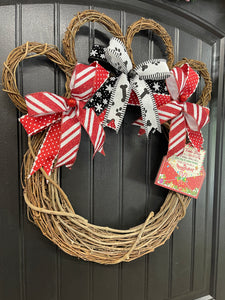 Dog Paw Print Grapevine Christmas Wreath – Pet Lover Holiday Door Decor, Storm Door Friendly | Handmade Gift for Dog Moms, KatsCreationsNMore