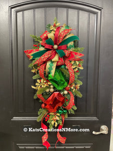 Antiques Jewel Christmas Swag, Victorian Elegant Holiday Door Decor, KatsCreationsNMore