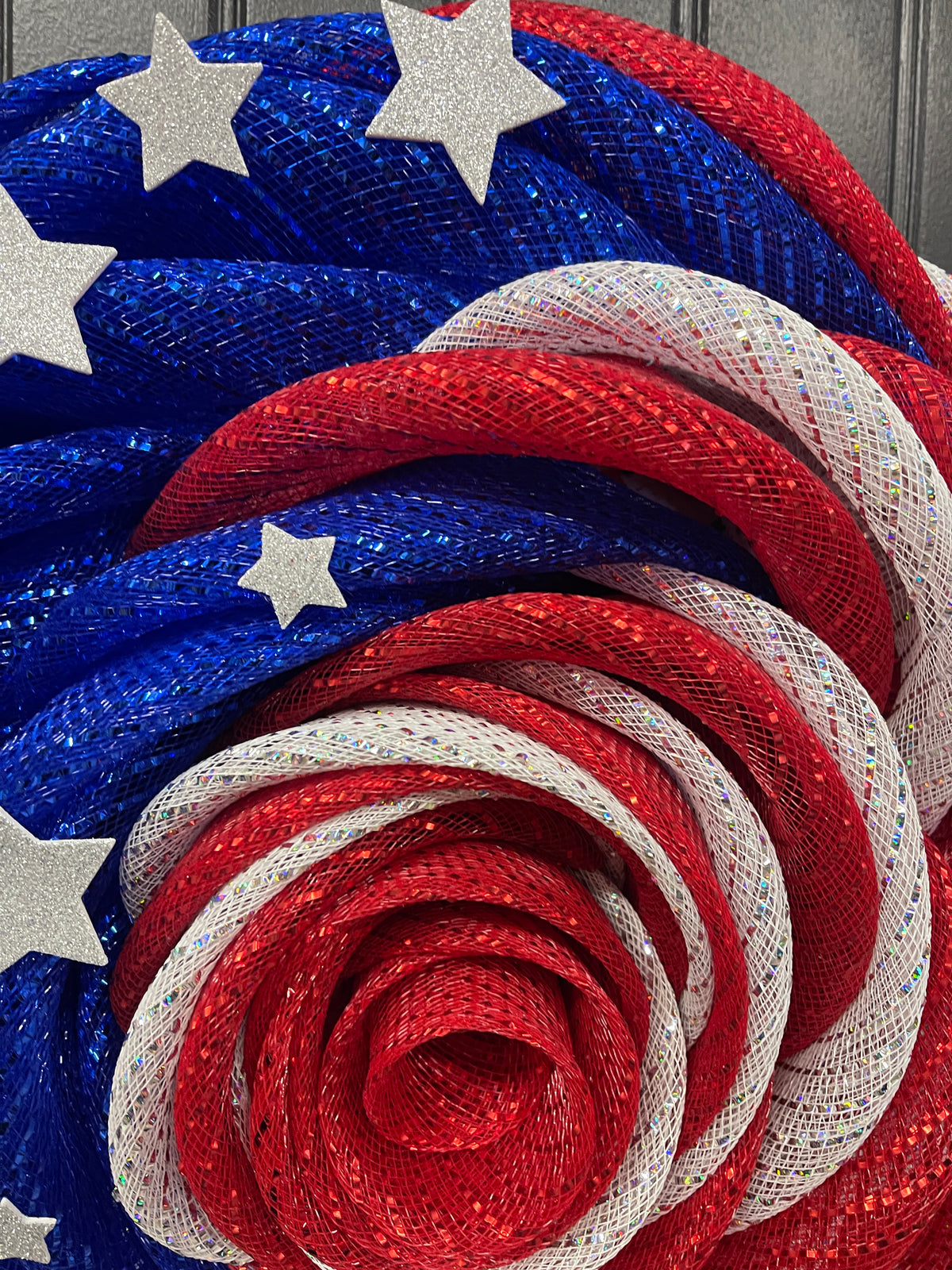 Patriotic Rose Wreath, Deco Mesh Floral Front Door Decor, KatsCreationsNMore