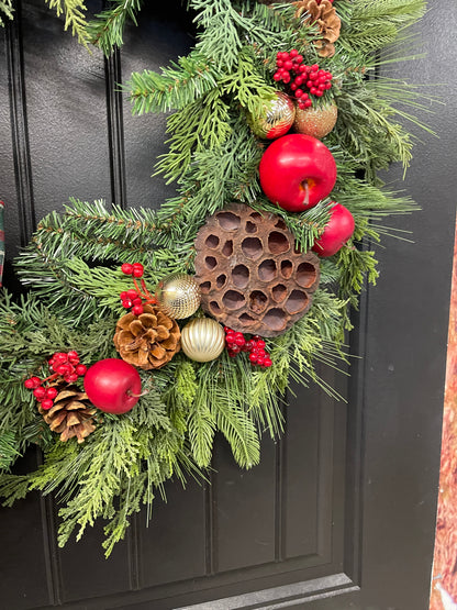 Christmas at the Orchard | 26-Inch Handmade Evergreen Christmas Wreath