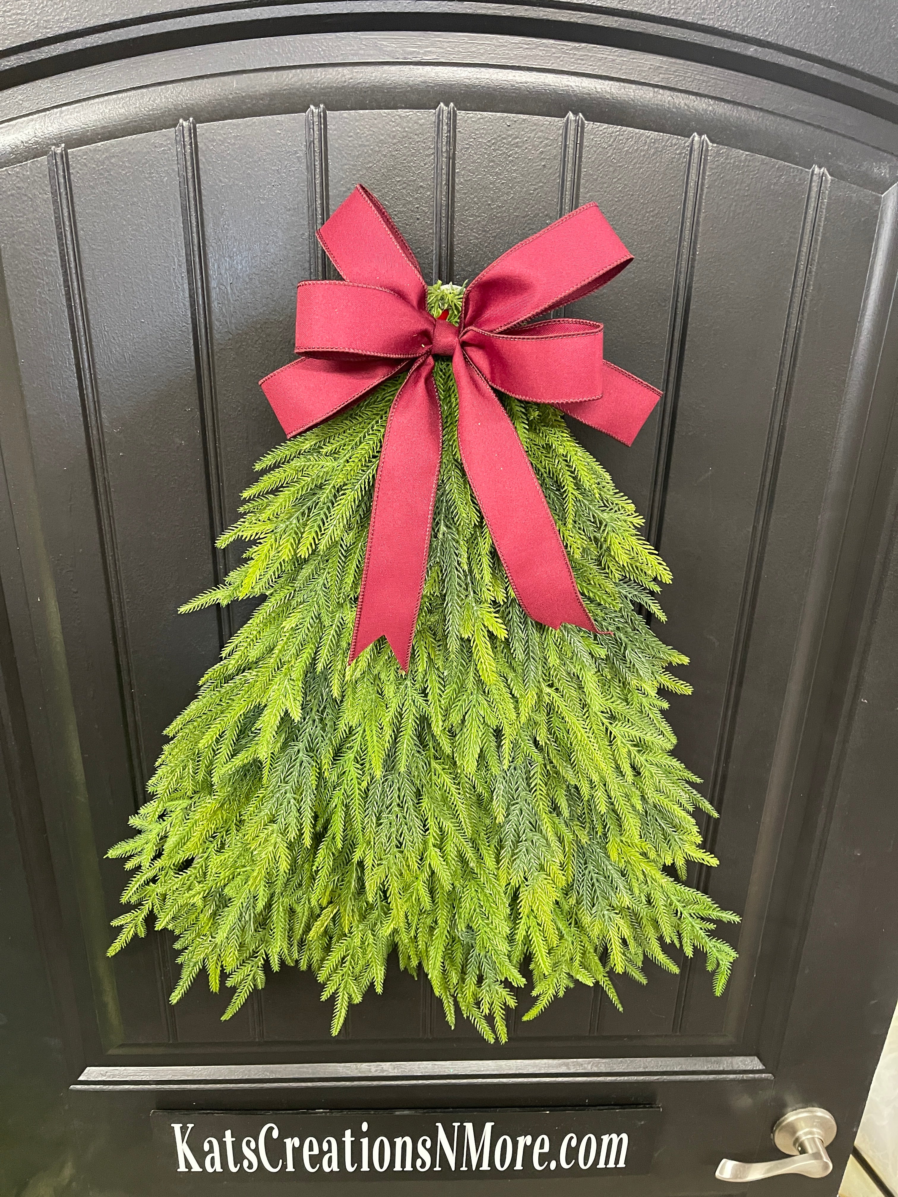 Norfolk Artificial Pine Tree Christmas Wreath, Winter Real Touch Front Door Decor, KatsCreationsNMore