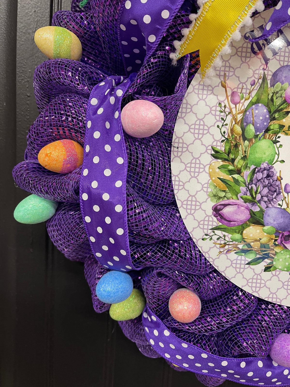 Happy Easter Bunny Egg Wreath, Spring Front Door Decor, KatsCreationsNMore
