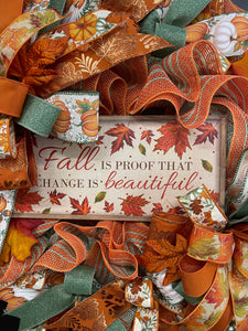 Fall Leaves Wreath,Autumn Front Door Decor,KatsCreationsNMore