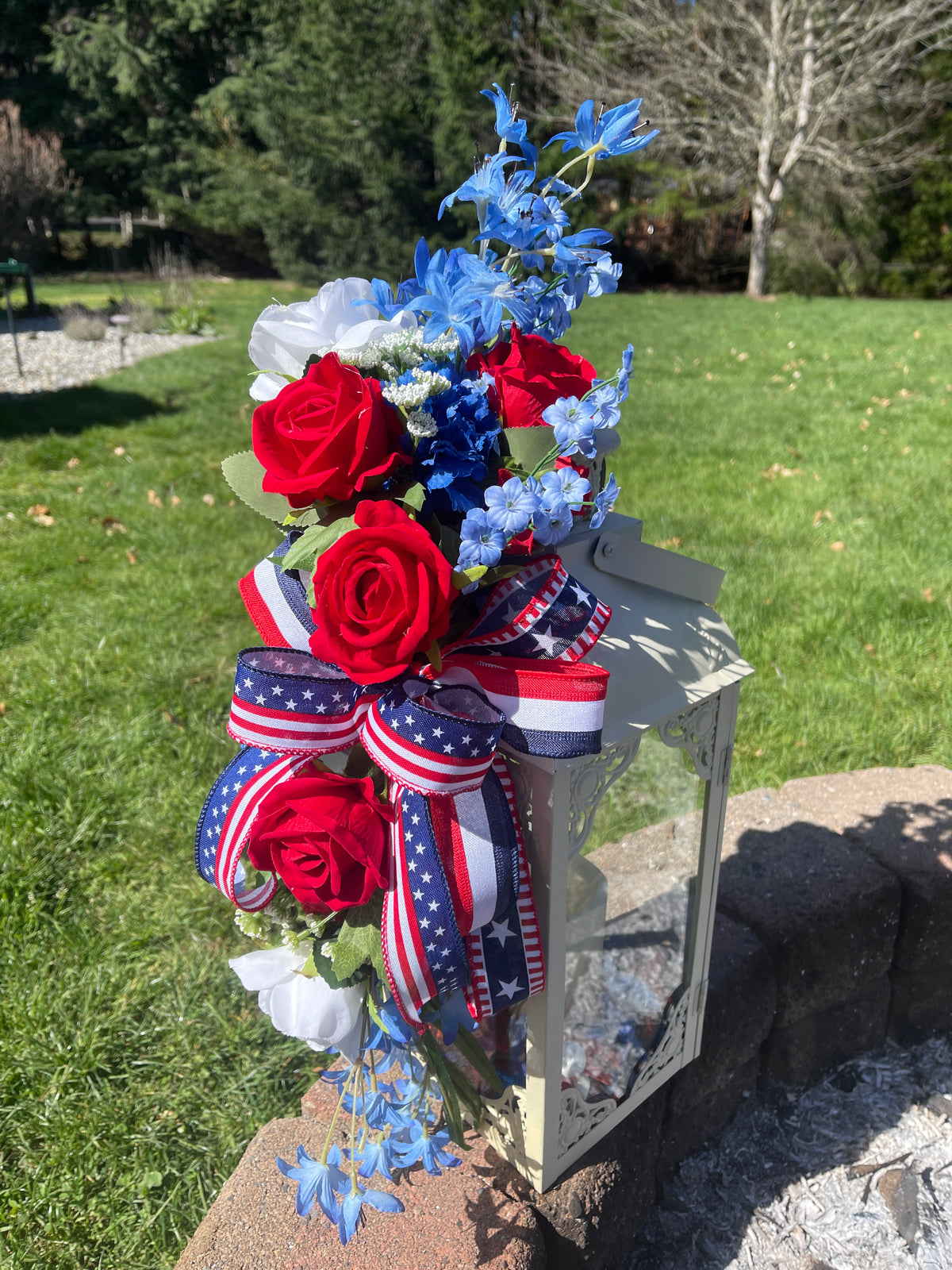 Patriotic Floral Lantern Swag