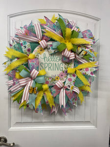Hello Spring Pastel Butterfly Wreath, KatsCreationsNMore, Spring Front Door Decor, Mothers Day Gift