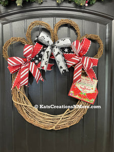 Dog Paw Print Grapevine Christmas Wreath – Pet Lover Holiday Door Decor, Storm Door Friendly | Handmade Gift for Dog Moms, KatsCreationsNMore