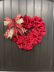 Heart-Shaped Red Burlap Wreath with Interchangeable Bows – Patriotic, Christmas & Everyday Options, KatsCreationsNMore