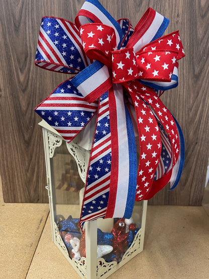 Patriotic Red White And Blue Bow Set, Americana Lantern Bow, Mailbox Bow, 4th Of July Decor, Patriotic Front Door Bow, Summer Decor, KatsCreationsNMore
