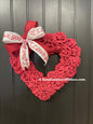 Valentine’s Day Burgundy Rose Heart Shaped Wreath, I Love You Front Door Decor, KatsCreationsNMore